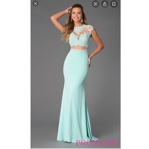 Illusion and Lace Floor Length JVN by Jovani Dress